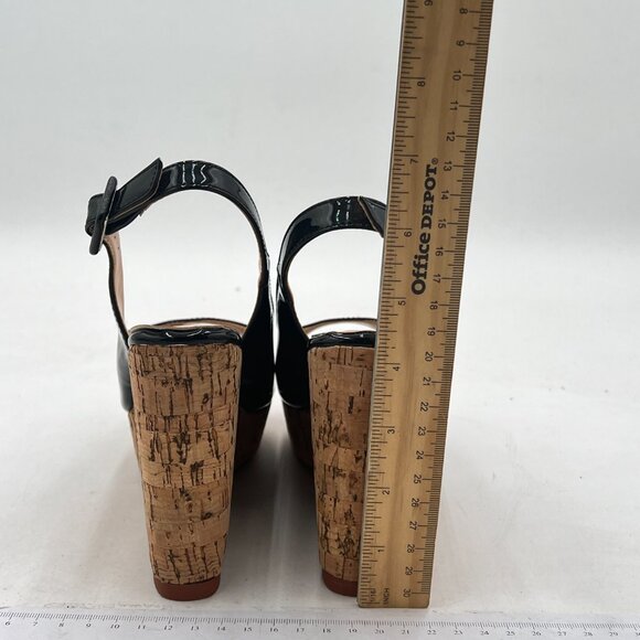 FOWT Summer Fashion Burnished Patent Leather Platform Black Wedges for Women Com - Picture 5 of 8